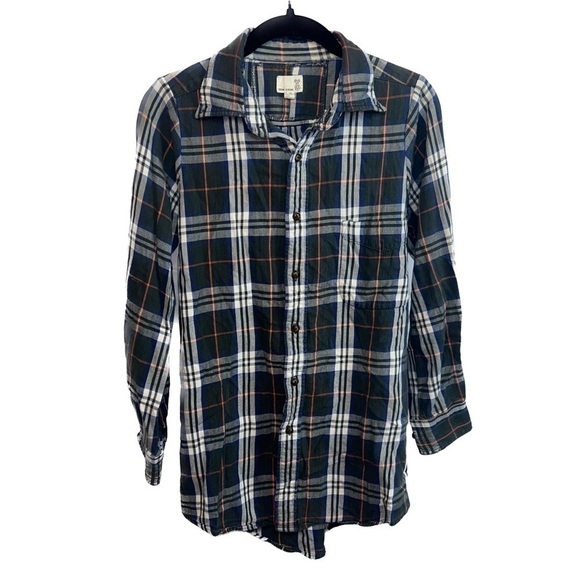 Urban Outfitters Renewal Shirt Flannel Button Up Long Sleeve Stripes Plaid Top - Picture 1 of 11